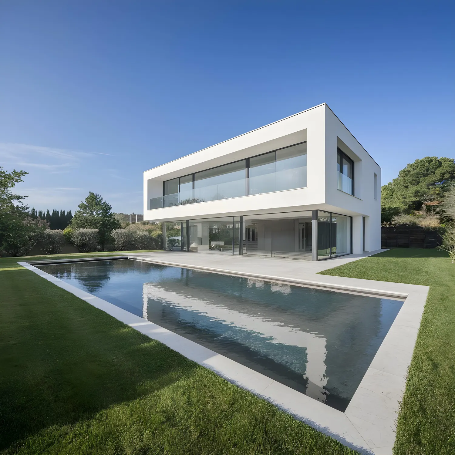 Render ilustrativo de una villa contemporánea con piscina